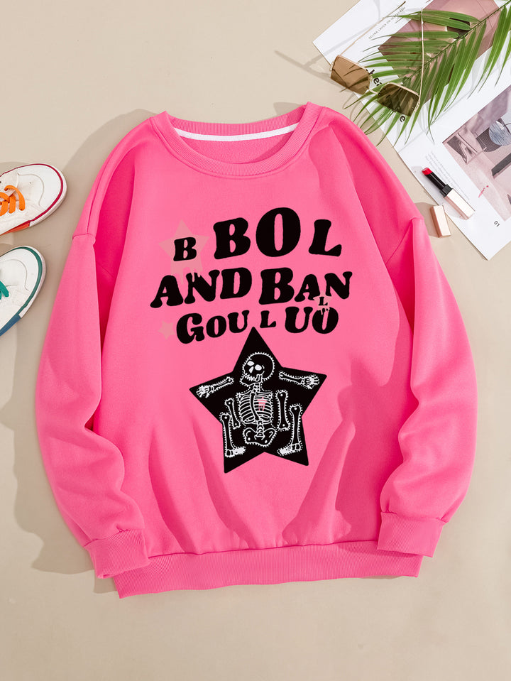 Kvinnors avslappnade sweatshirt med kreativ skelettdesign Mirla-Eva Jonsson