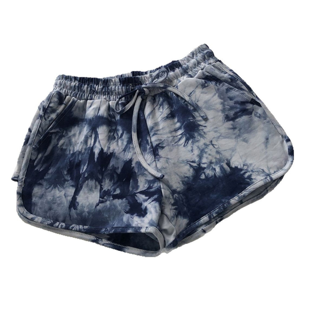 Kvinnors avslappnade sweatshorts med trendig tie-dye-design och praktiska sidofickor-Eva Jonsson