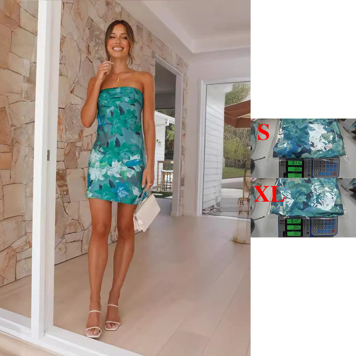 Kvinnors bandeau klänning med blommiga detaljer och figursydd passform-Eva Jonsson