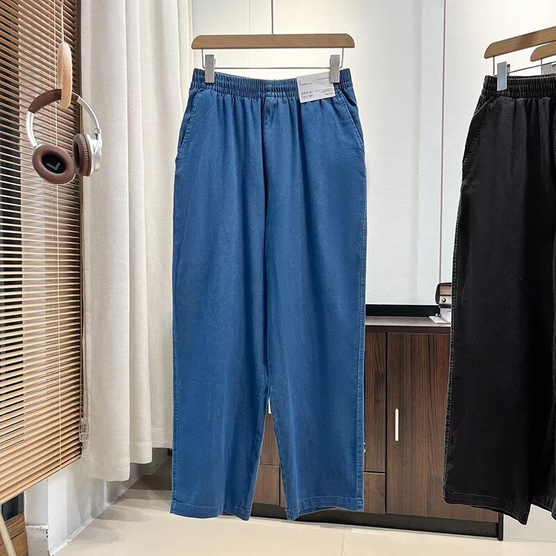 Kvinnors bekväma breda jeansbyxor med elastisk midja Mirla-Eva Jonsson