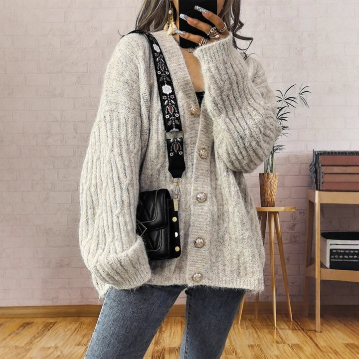 Kvinnors bekväma cardigan med knapppdetaljer Mirla-Eva Jonsson
