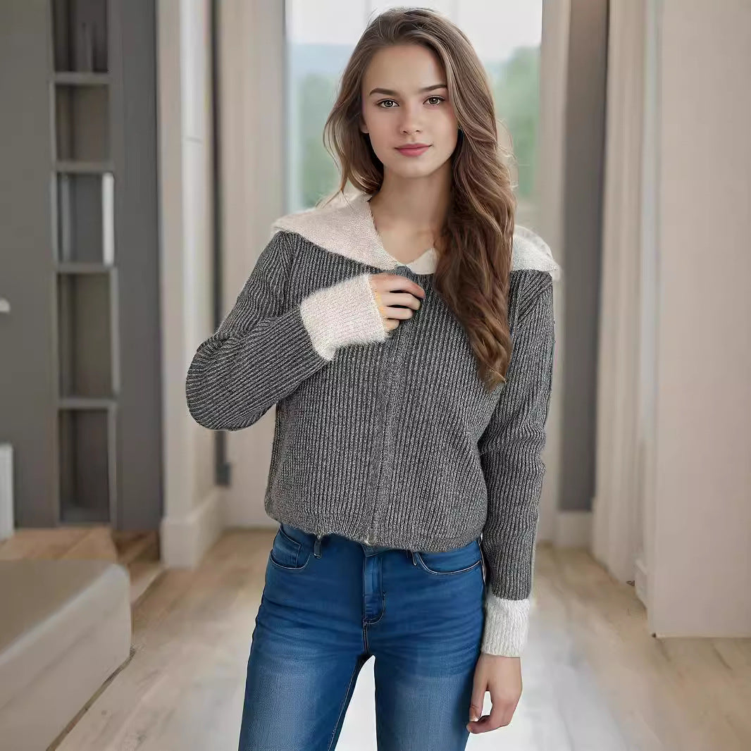 Kvinnors bekväma cardigan med praktiska dragkedjedetaljer och moderna puffärmar Mirla-Eva Jonsson