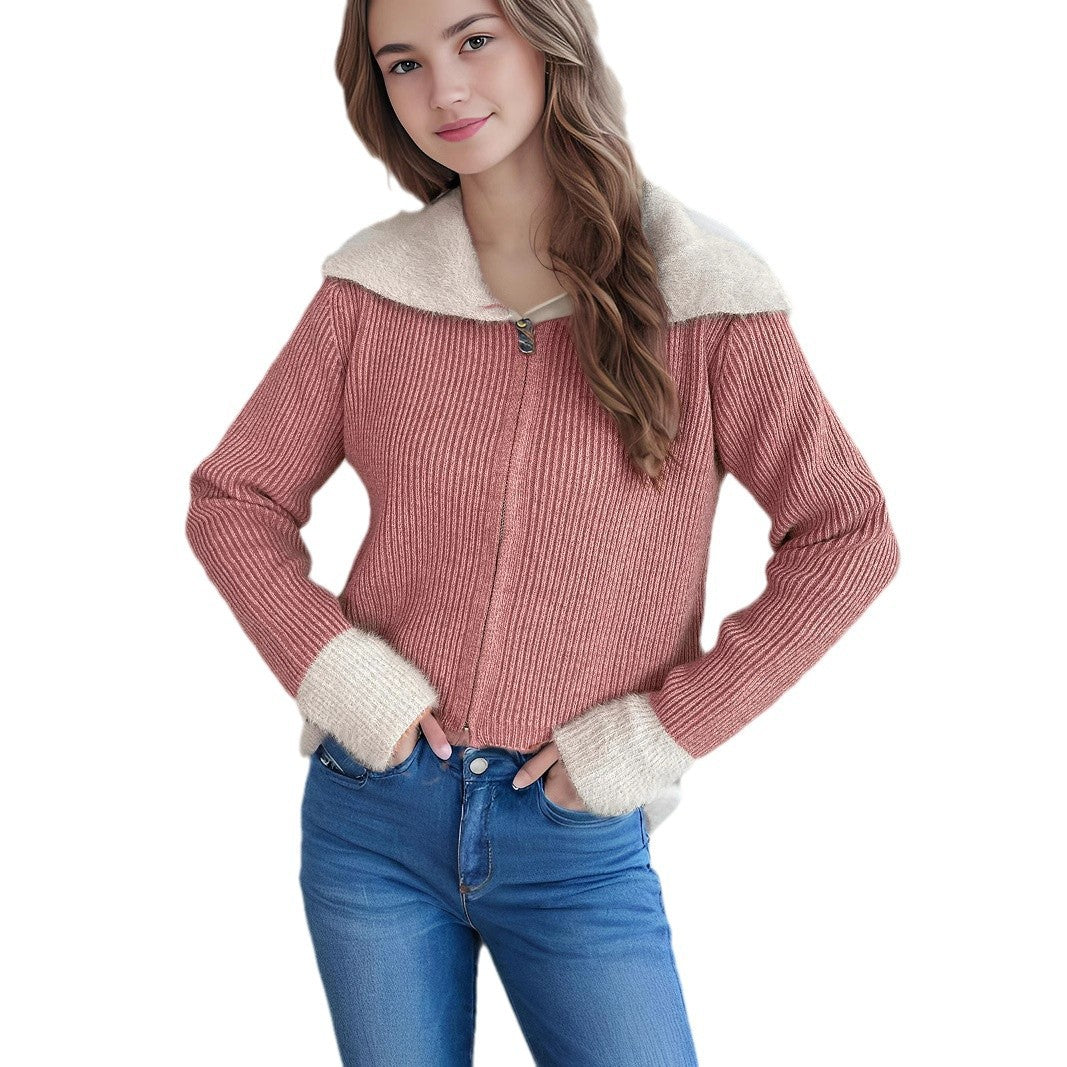 Kvinnors bekväma cardigan med praktiska dragkedjedetaljer och moderna puffärmar Mirla-Eva Jonsson