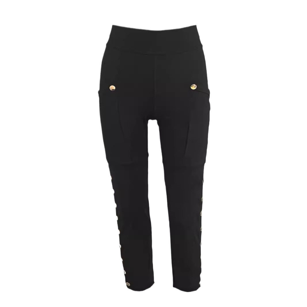 Kvinnors bekväma cargoleggings med knappdetaljer Mirla-Eva Jonsson