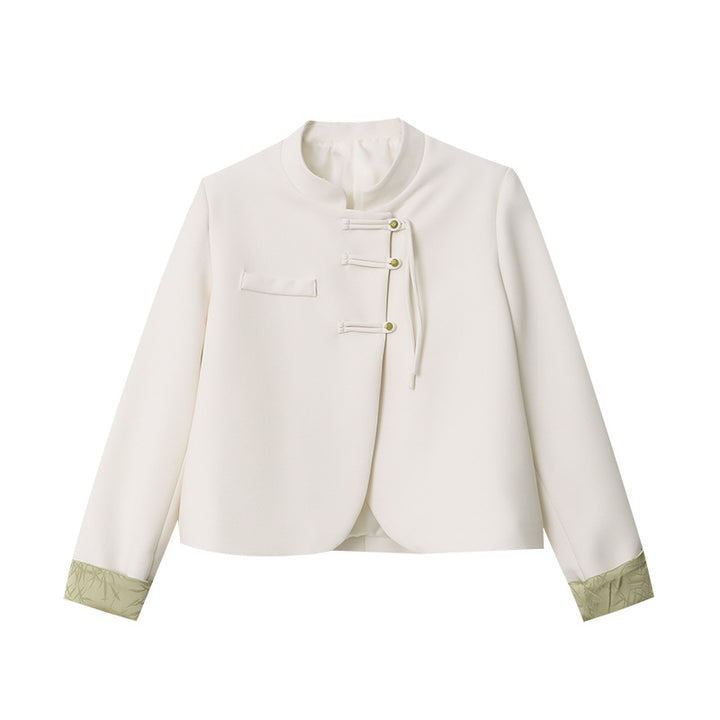 Kvinnors bekväma chiffonjacket med asiatiska knapppdetaljer Mirla-Eva Jonsson