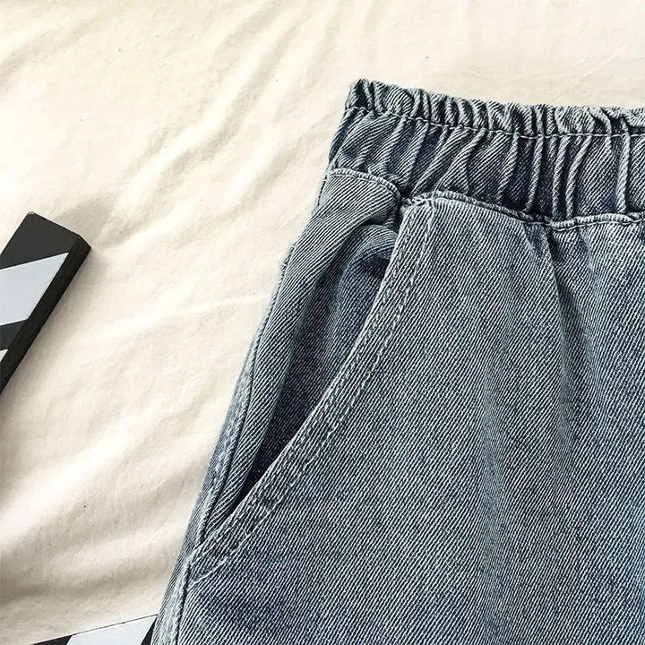 Kvinnors bekväma denimshorts med elastisk midja Mirla-Eva Jonsson