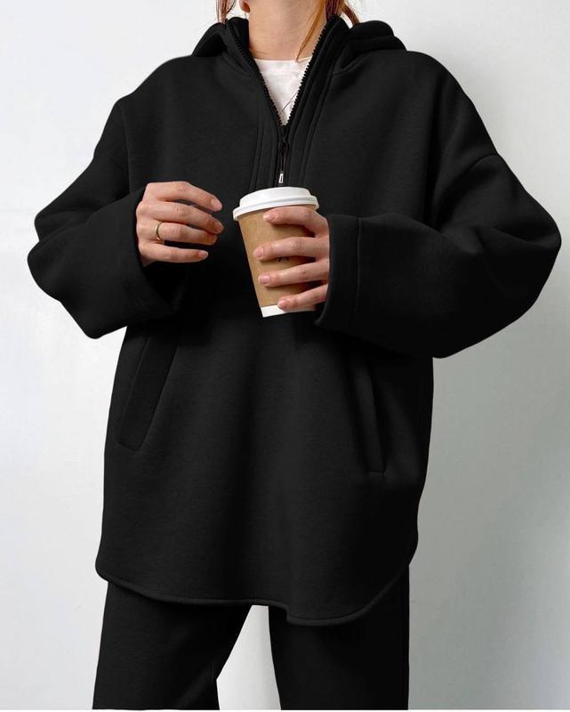 Kvinnors bekväma fleece-dräktsset med kort dragkedja och stora fickor Mirla-Eva Jonsson