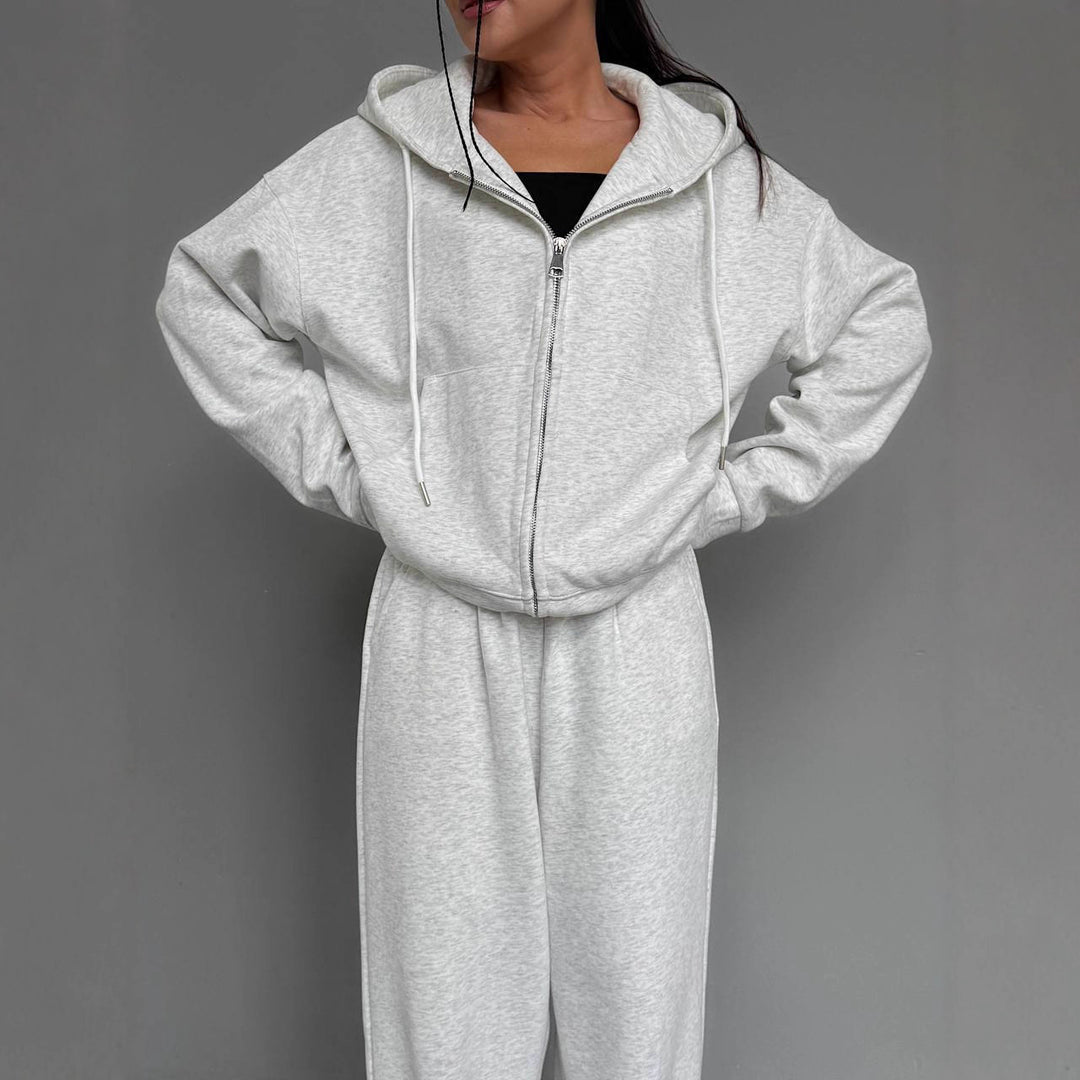 Kvinnors bekväma hoodie jumpsuit med högkvalitativ dragkedja och avslappnad passform-Eva Jonsson