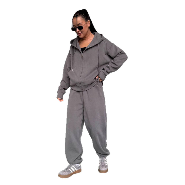 Kvinnors bekväma hoodie jumpsuit med högkvalitativ dragkedja och avslappnad passform-Eva Jonsson