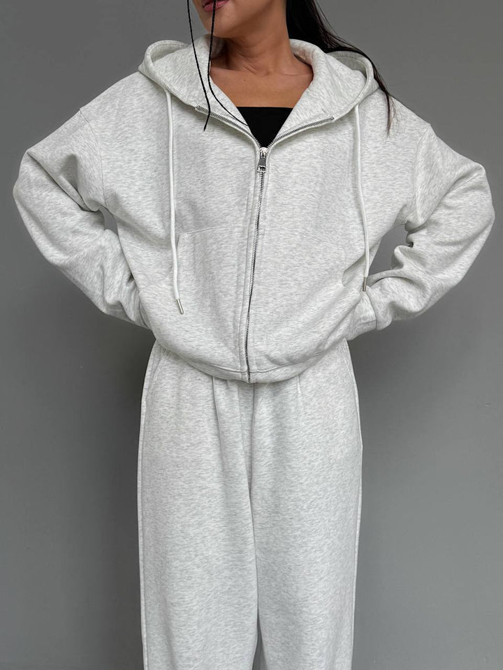 Kvinnors bekväma hoodie jumpsuit med högkvalitativ dragkedja och avslappnad passform-Eva Jonsson