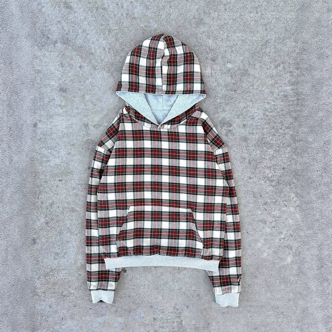 Kvinnors bekväma hoodie med rutmönster Mirla-Eva Jonsson