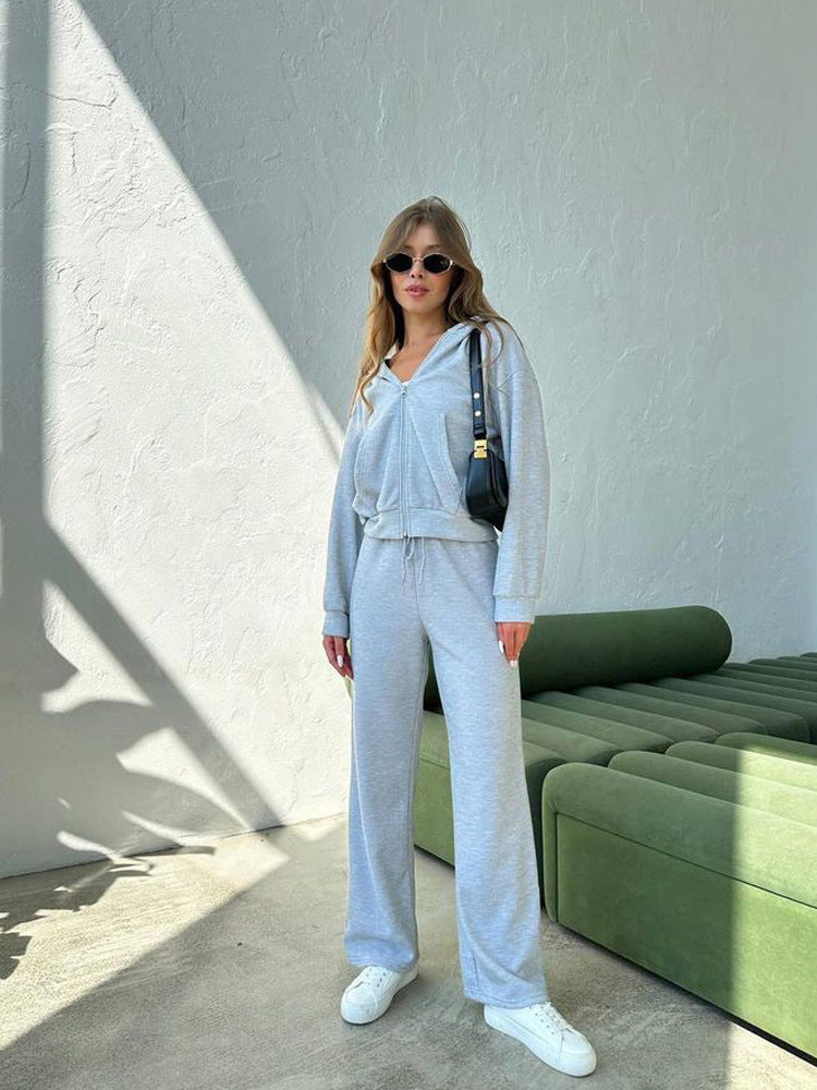 Kvinnors bekväma lounge-set med huva topp och vida byxor Mirla-Eva Jonsson