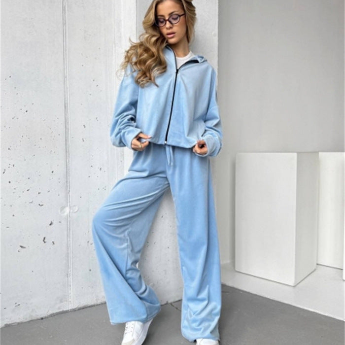 Kvinnors bekväma loungedress med lös jacka och vida byxor Mirla-Eva Jonsson
