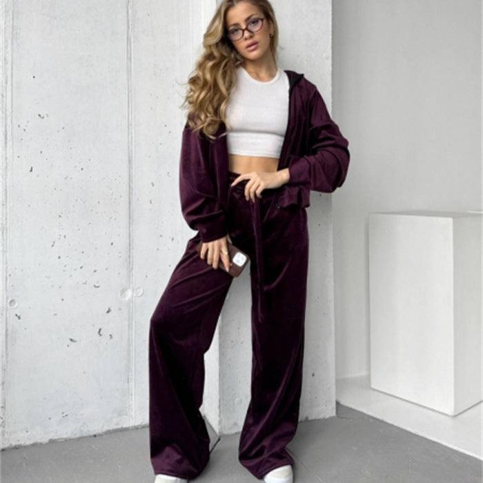 Kvinnors bekväma loungedress med lös jacka och vida byxor Mirla-Eva Jonsson