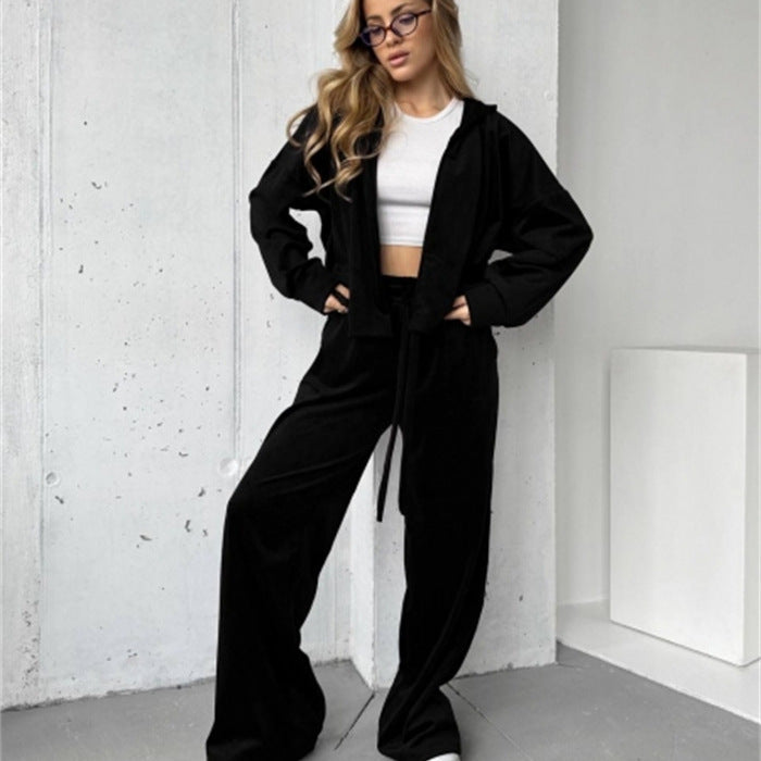Kvinnors bekväma loungedress med lös jacka och vida byxor Mirla-Eva Jonsson