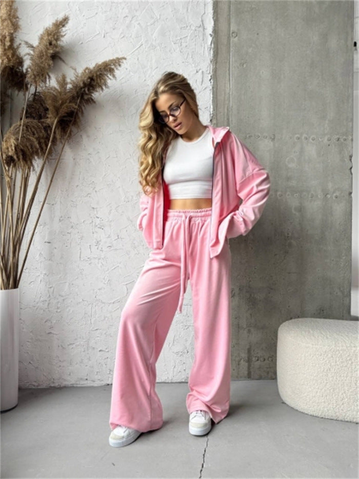 Kvinnors bekväma loungedress med lös jacka och vida byxor Mirla-Eva Jonsson