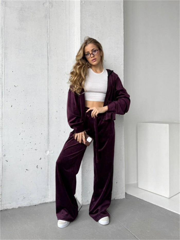 Kvinnors bekväma loungedress med lös jacka och vida byxor Mirla-Eva Jonsson