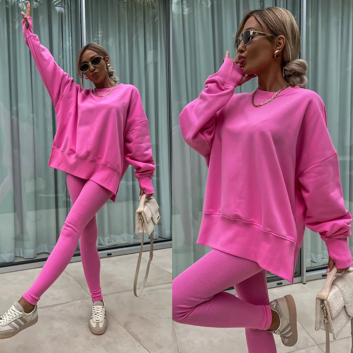 Kvinnors bekväma oversized sweatshirt och figurnära leggings Mirla-Eva Jonsson