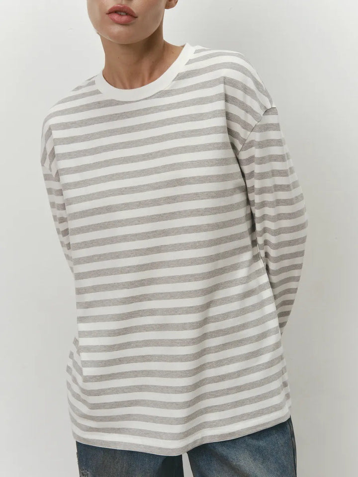 Kvinnors bekväma randiga T-shirt med långa ärmar Mirla-Eva Jonsson