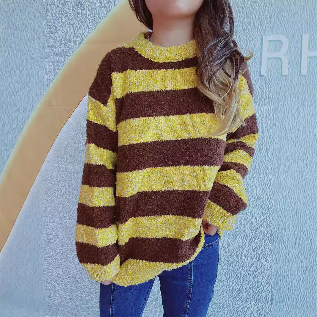 Kvinnors bekväma randiga sweater med mjukt material och avslappnad passform Mirla-Eva Jonsson