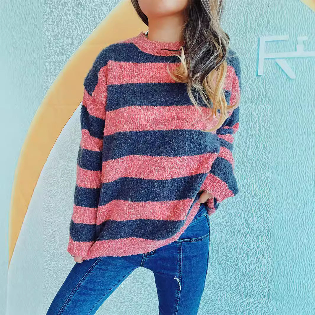 Kvinnors bekväma randiga sweater med mjukt material och avslappnad passform Mirla-Eva Jonsson