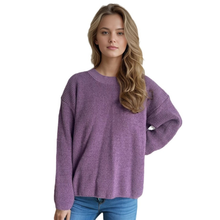 Kvinnors bekväma stickad pullover med modern ribbdesign Mirla-Eva Jonsson