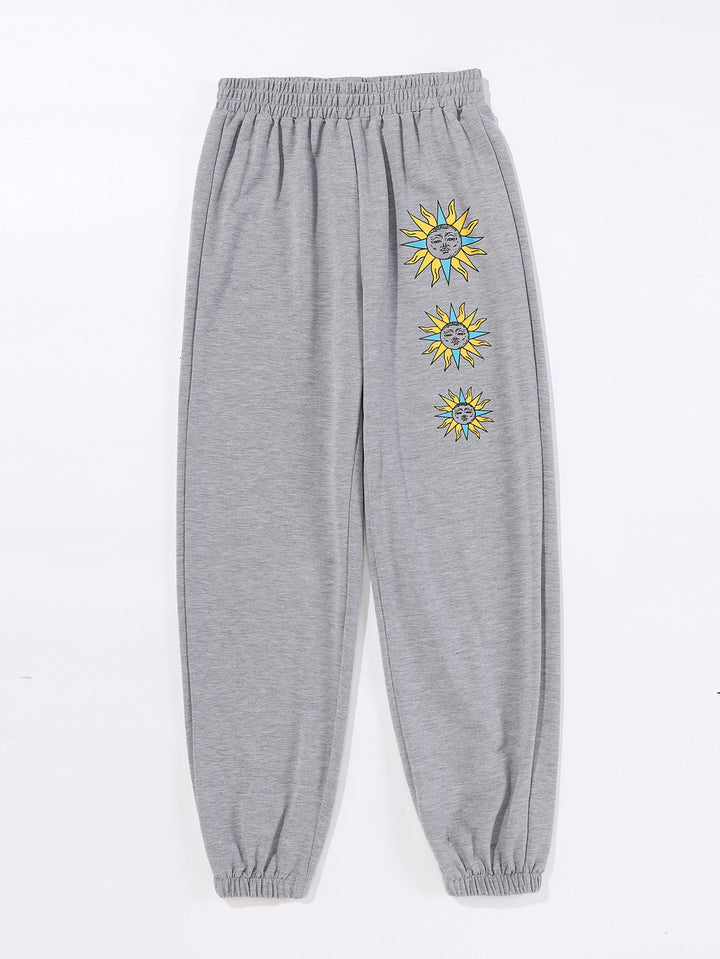 Kvinnors bekväma sweatpants med trendigt solmotiv Mirla-Eva Jonsson