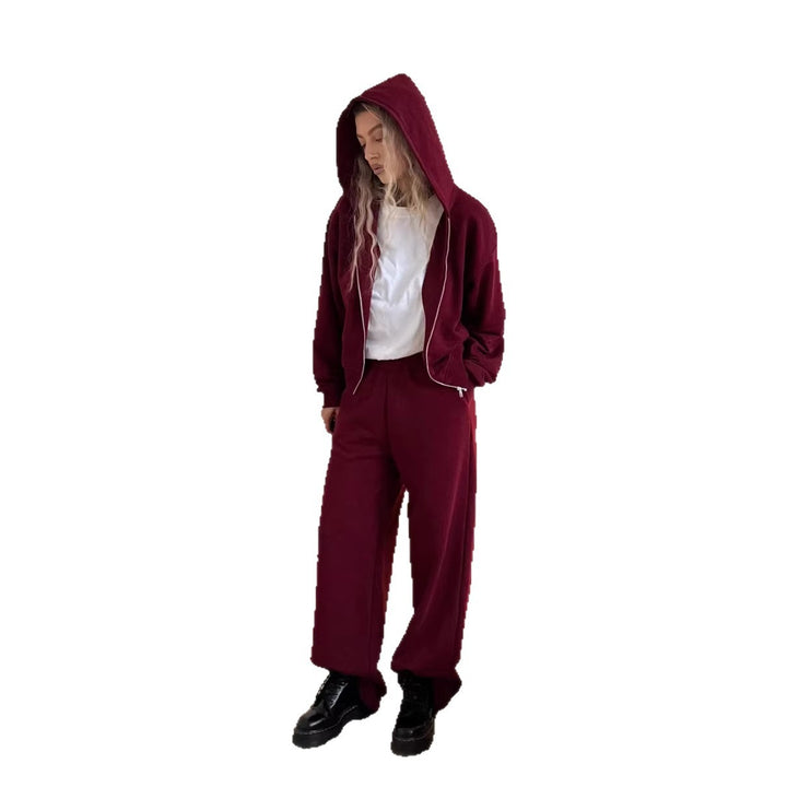 Kvinnors bekväma zip-hoodie med avslappnade vida byxor Mirla-Eva Jonsson