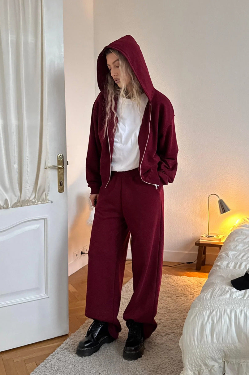 Kvinnors bekväma zip-hoodie med avslappnade vida byxor Mirla-Eva Jonsson