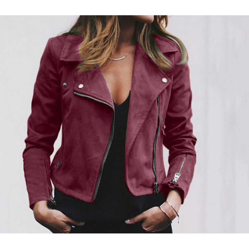 Kvinnors bikerjacka med modern snitt och slät yttermaterial Mirla-Eva Jonsson