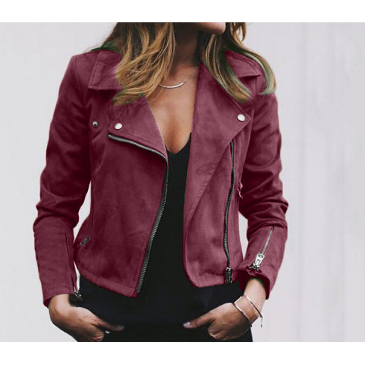 Kvinnors bikerjacka med modern snitt och slät yttermaterial Mirla-Eva Jonsson