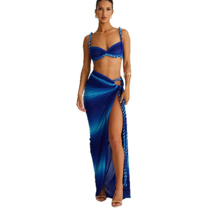 Kvinnors bikini set med elegant wrap tyg och artistiska snörningsdetaljer-Eva Jonsson