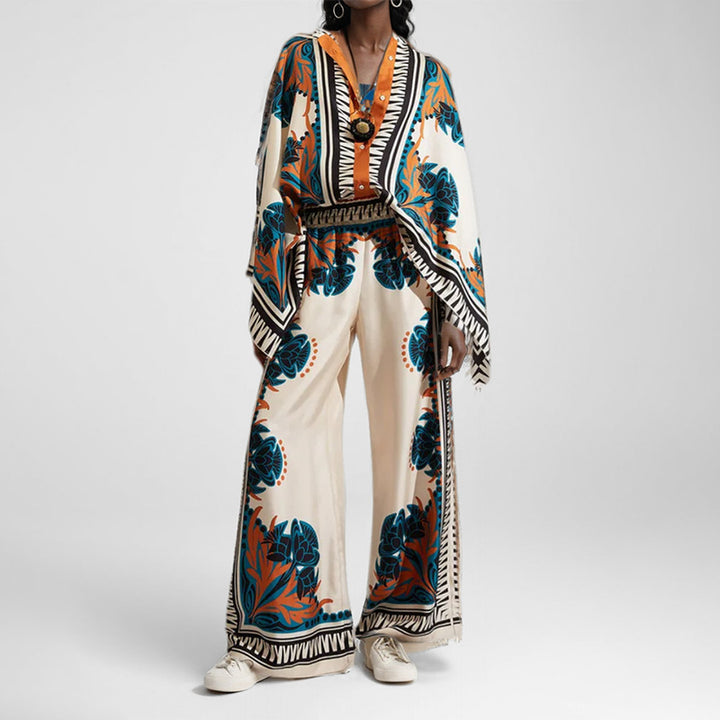Kvinnors blommig kaftan topp med knappp detaljer Mirla-Eva Jonsson