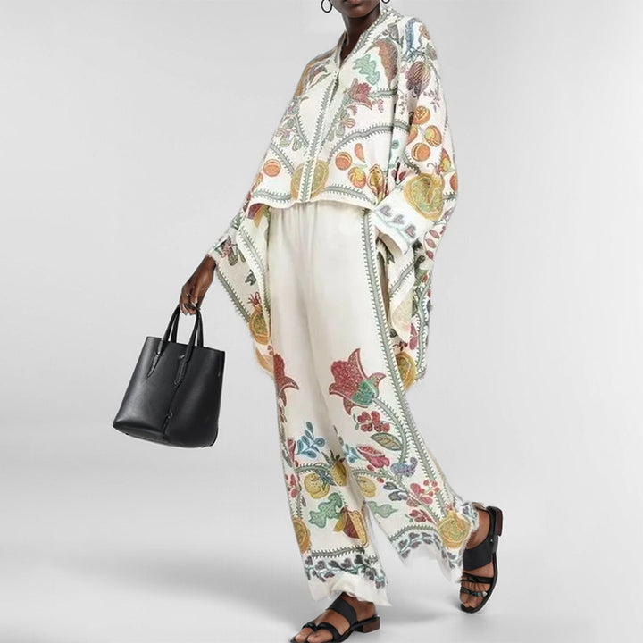 Kvinnors blommig kaftan topp med knappp detaljer Mirla-Eva Jonsson