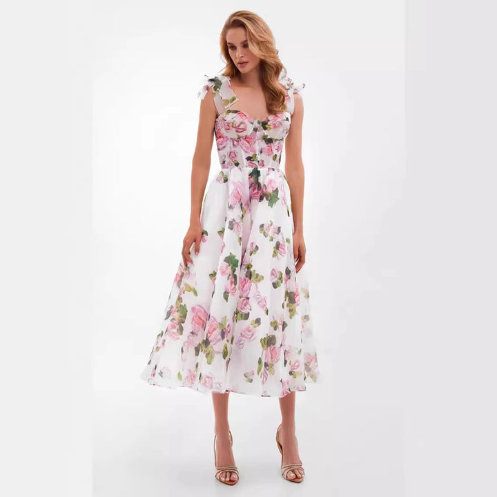 Kvinnors blommig klänning med off-the-shoulder design-Eva Jonsson