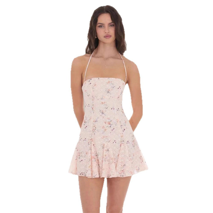 Kvinnors blommig klänning med strapless-design och fräsch skärning-Eva Jonsson