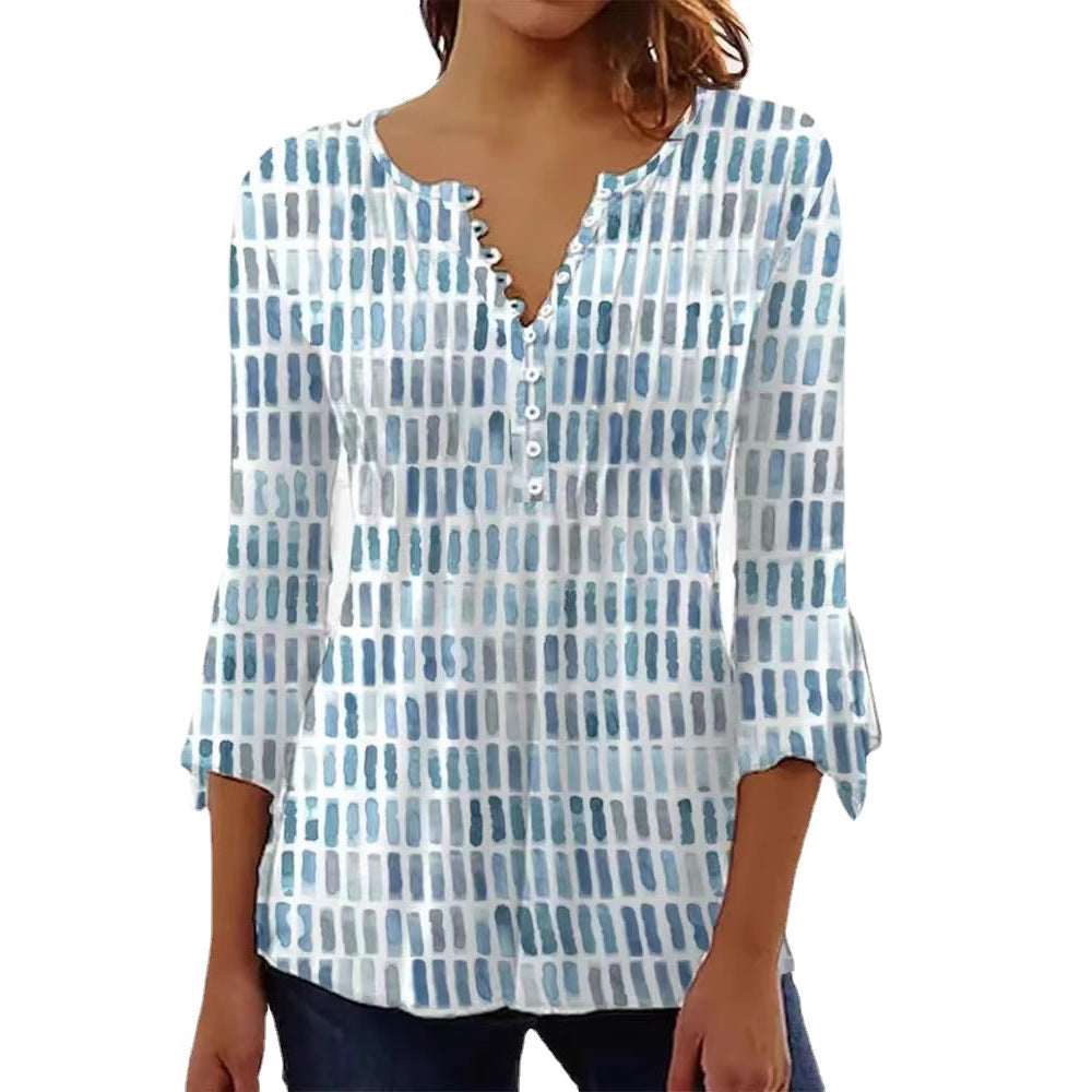 Kvinnors blus i modern grafisk design med knappp detaljer Mirla-Eva Jonsson