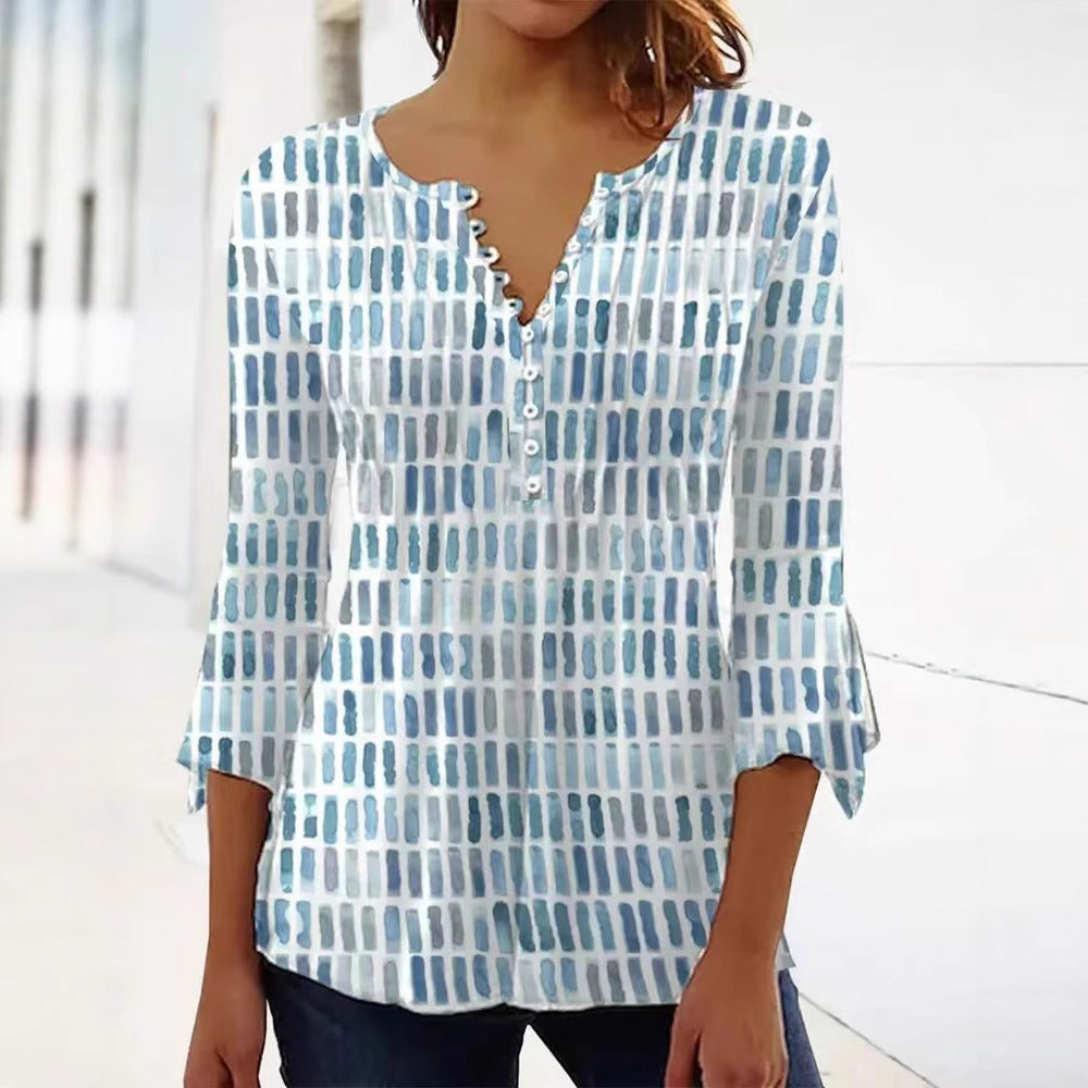 Kvinnors blus i modern grafisk design med knappp detaljer Mirla-Eva Jonsson