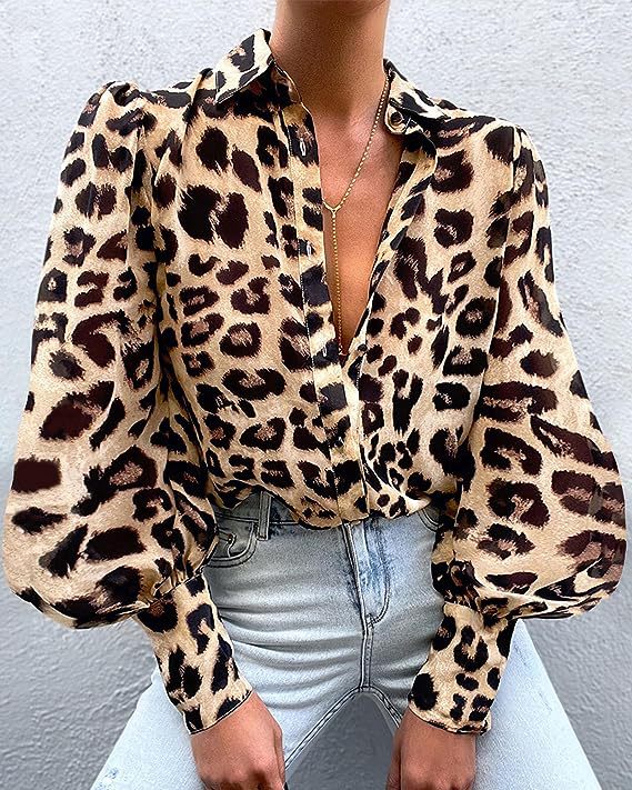 Kvinnors blus med leopardmönster och avslappnad passform Mirla-Eva Jonsson