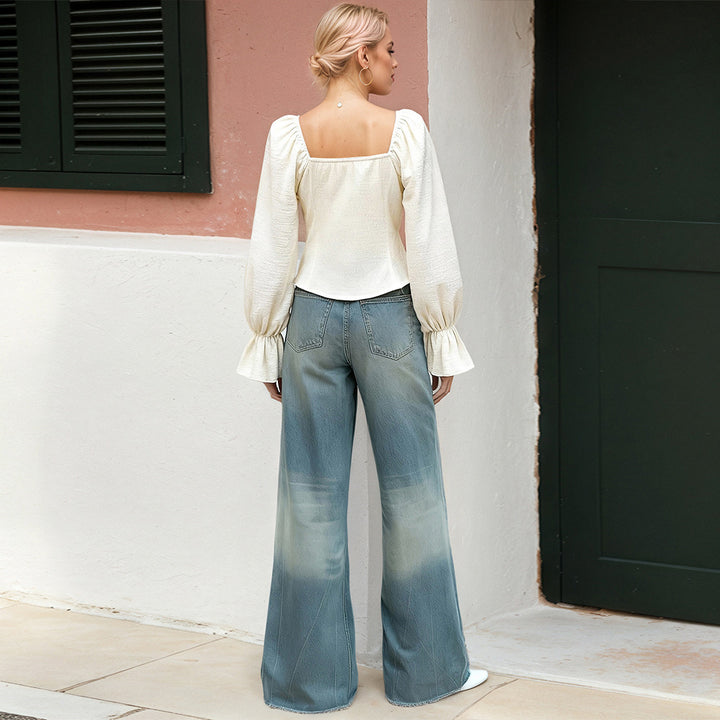 Kvinnors blus med ovanliga volangärmar och skräddarsydd silhuett Mirla-Eva Jonsson
