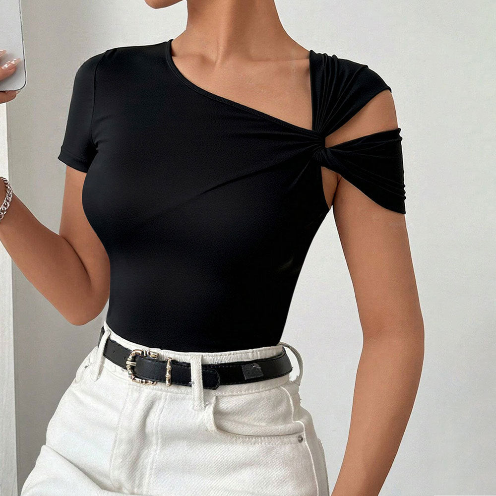 Kvinnors bodysuit med asymmetrisk skärning och drapering Mirla-Eva Jonsson