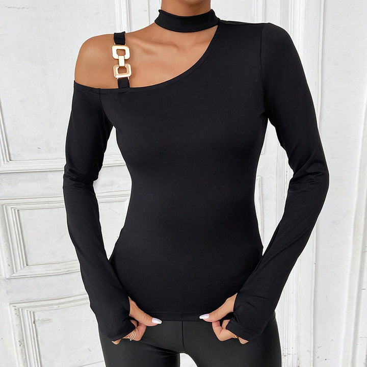 Kvinnors bodysuit med axelbandslös design och elegant choker halsringning Mirla-Eva Jonsson