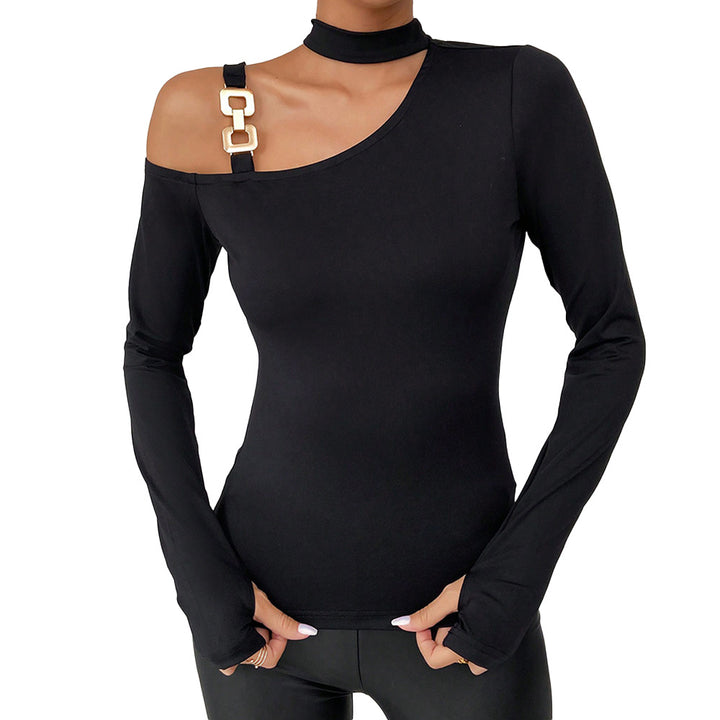 Kvinnors bodysuit med axelbandslös design och elegant choker halsringning Mirla-Eva Jonsson