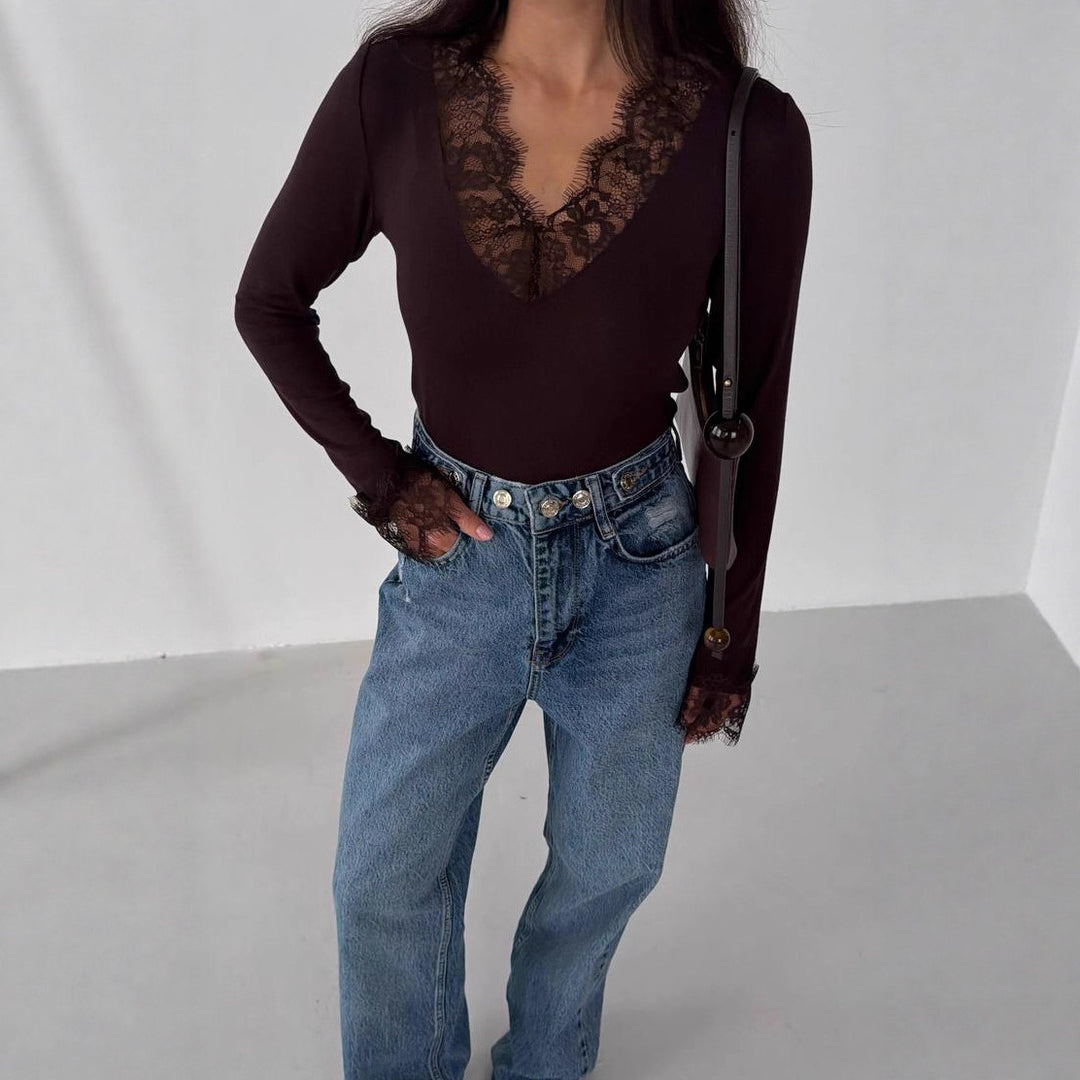 Kvinnors bodysuit med delikat spetsdetalj Mirla-Eva Jonsson