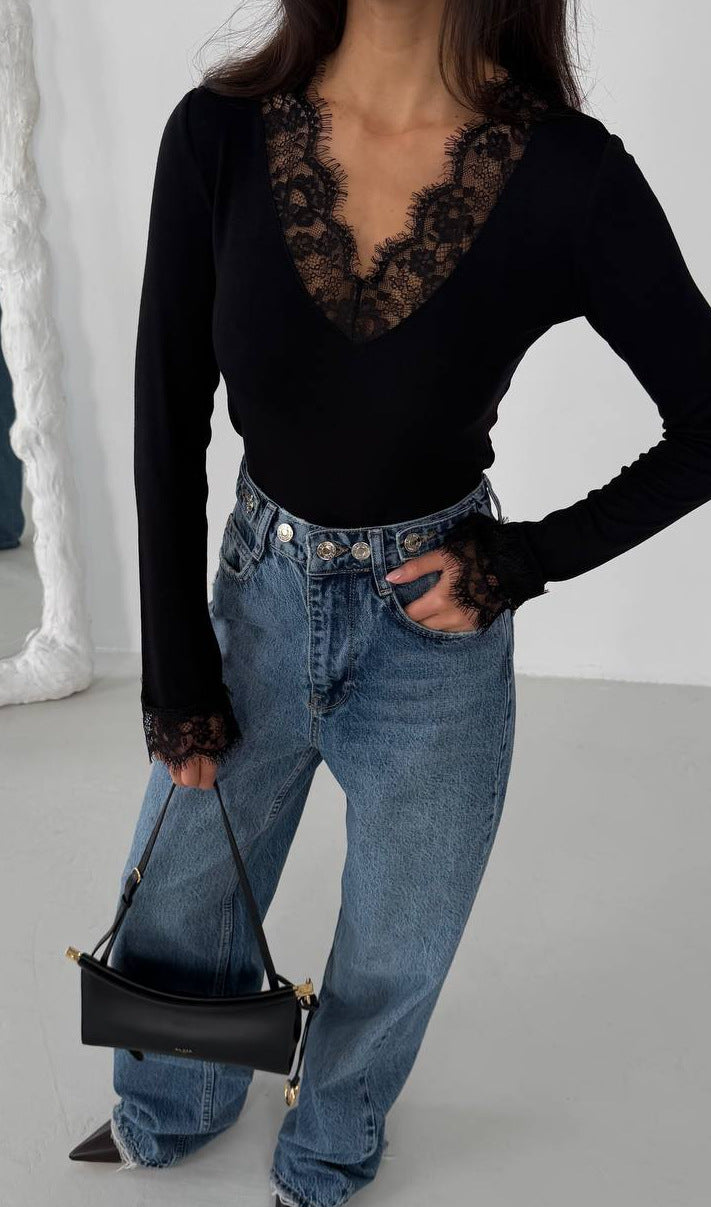 Kvinnors bodysuit med delikat spetsdetalj Mirla-Eva Jonsson