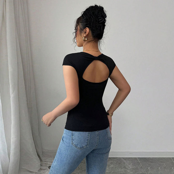 Kvinnors bodysuit med djup V-ringning och korta ärmar Mirla-Eva Jonsson