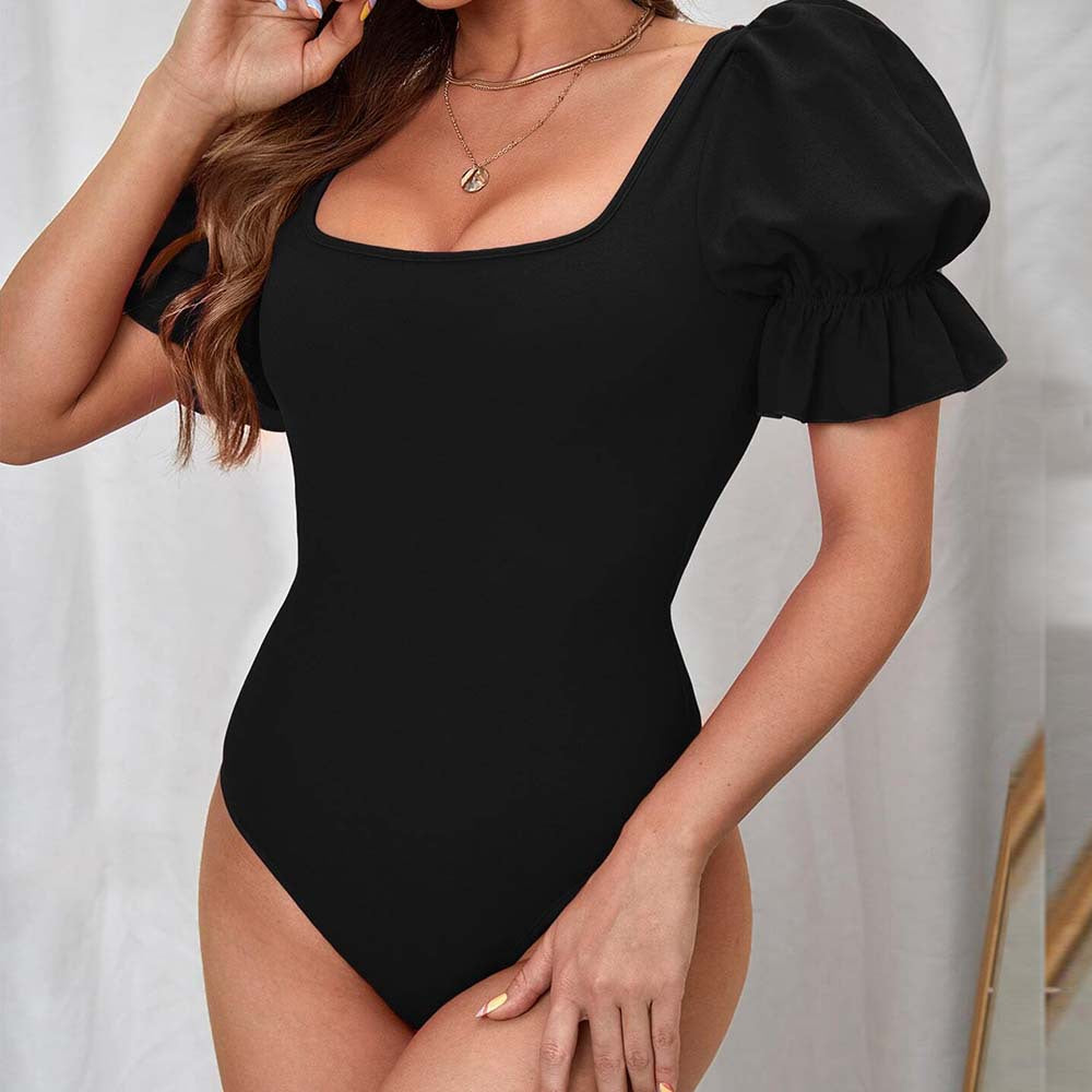 Kvinnors bodysuit med puffärmar och fyrkantig halsringning Mirla-Eva Jonsson