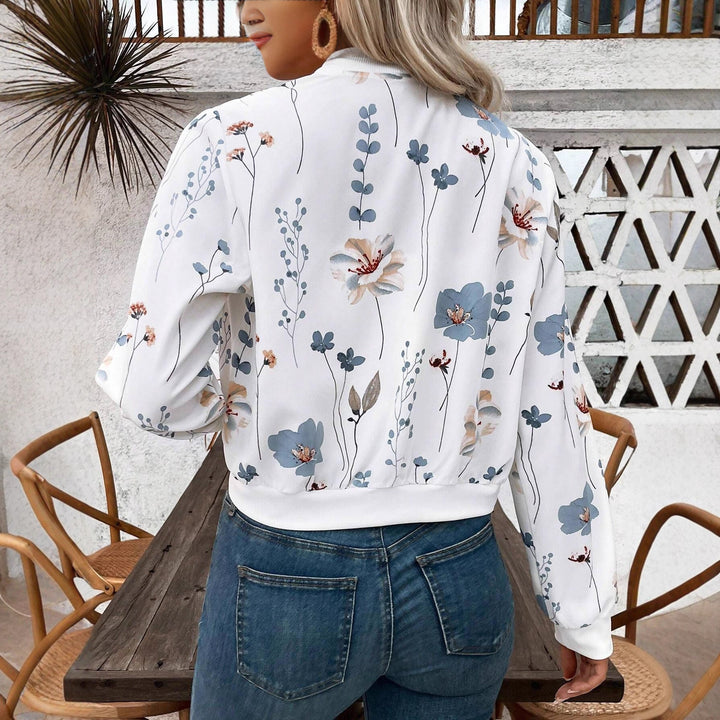 Kvinnors bomberjacka med blommönster och elastisk kant Mirla-Eva Jonsson