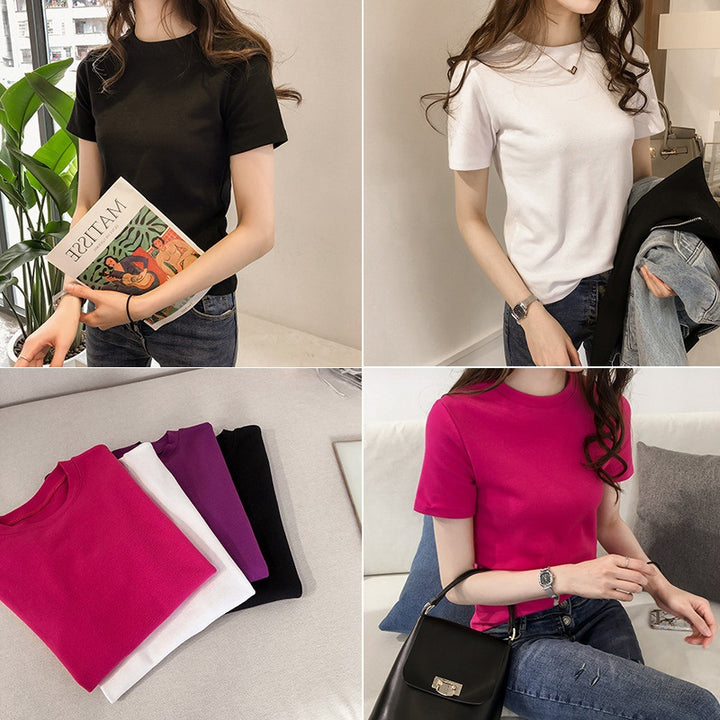 Kvinnors bomull T-shirt med modern rund hals och bekväm passform-Eva Jonsson