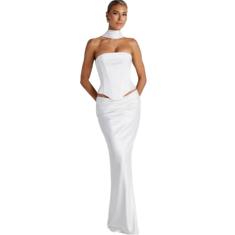 Kvinnors brudklänning med off-shoulder design och elegant midjeband Mirla-Eva Jonsson